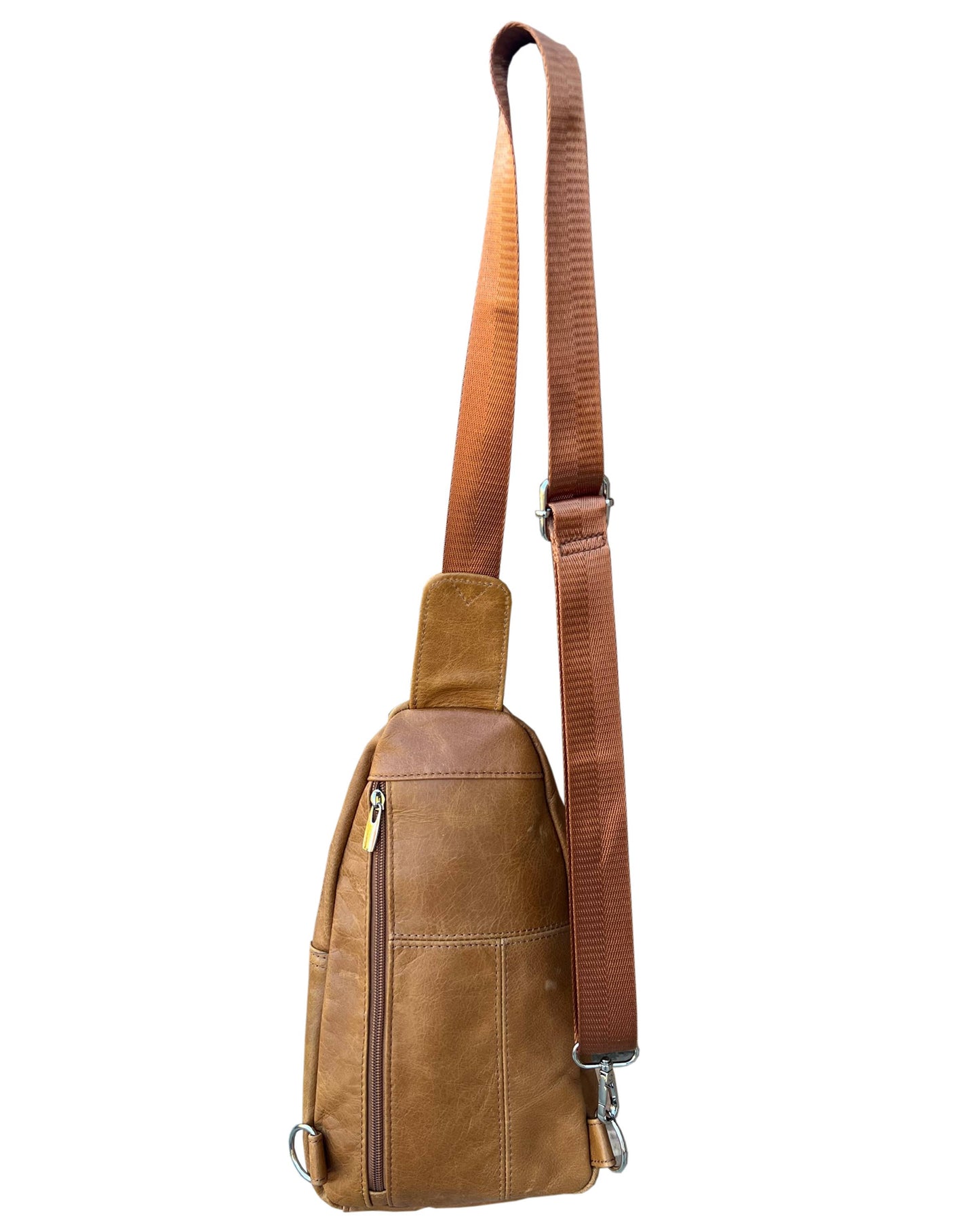 Cowhide Leather Sling Bag with Adjustable Strap
