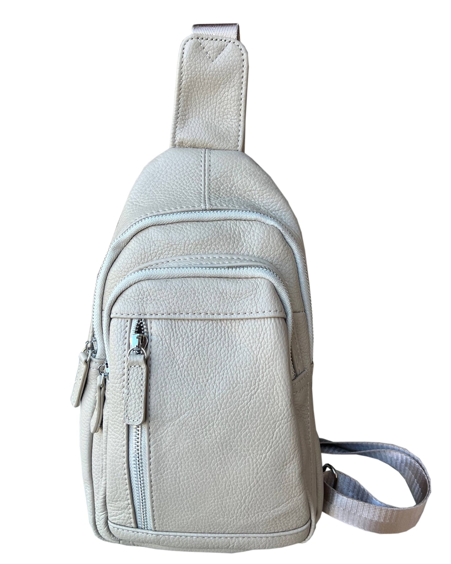 Cowhide Leather Sling Bag with Adjustable Strap