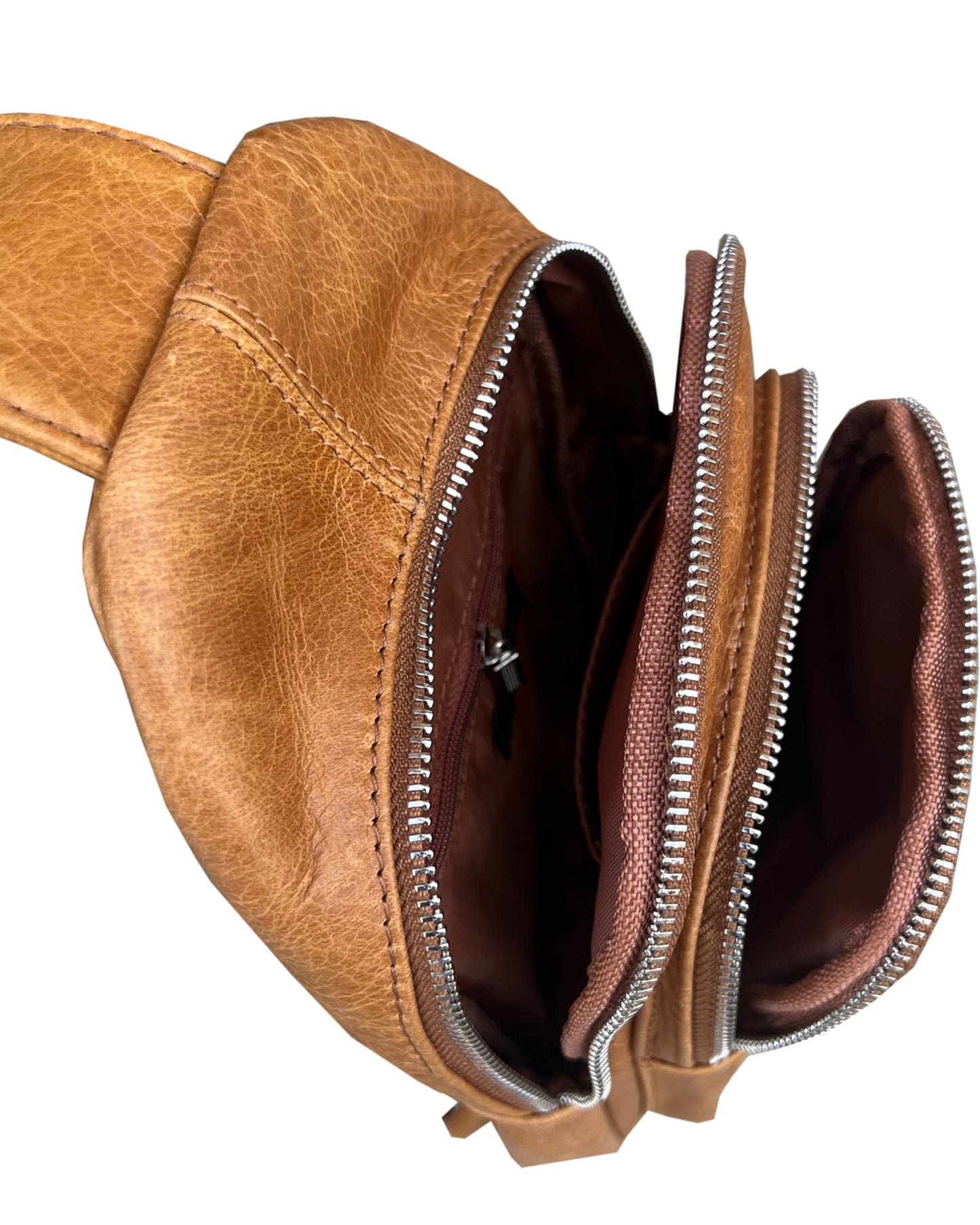 Cowhide Leather Sling Bag with Adjustable Strap