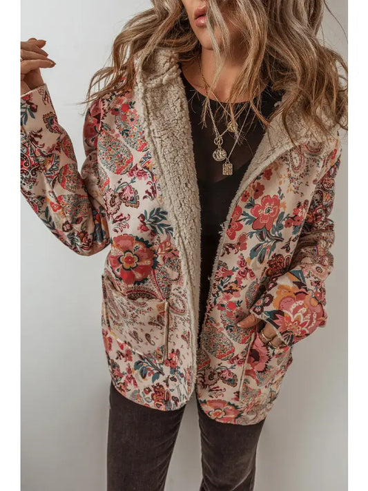 Paisley Print Sherpa Lined Jacket