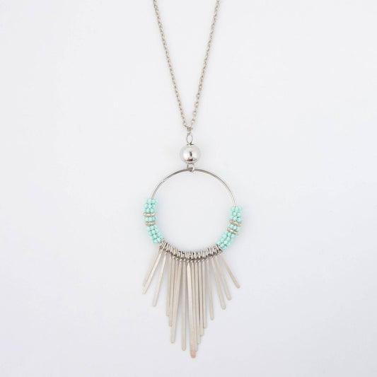 Jaliya Beaded Cascade Hoop 40" Long Pendant Necklace
