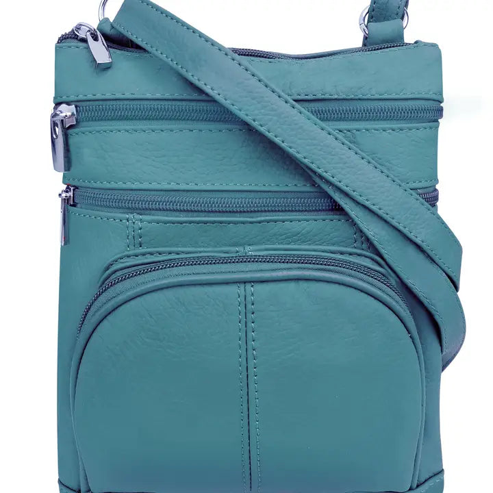 Leather Crossbody with Front Pouch Pocket