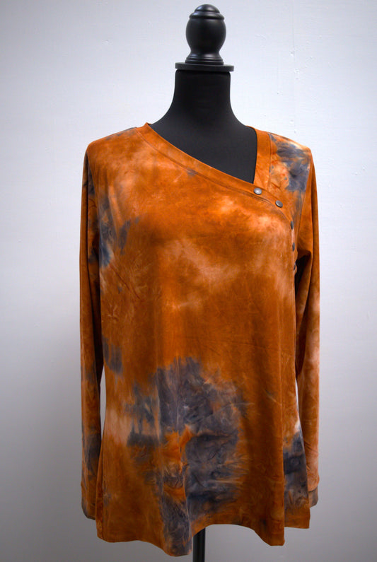 LKC 40Ksway Burnt Orange Tie Dye Long Sleeve Top