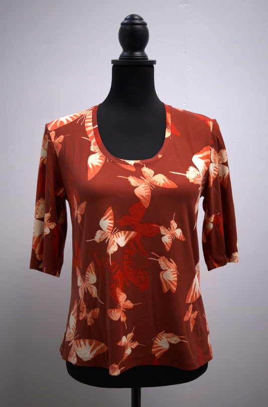 LKC Basic T Butterfly Print Half Sleeve Top