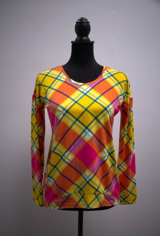 LKC Basic T Yellow Plaid Long Sleeve Top