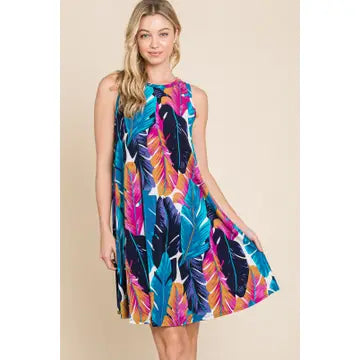 Feather Print Tank Dress
