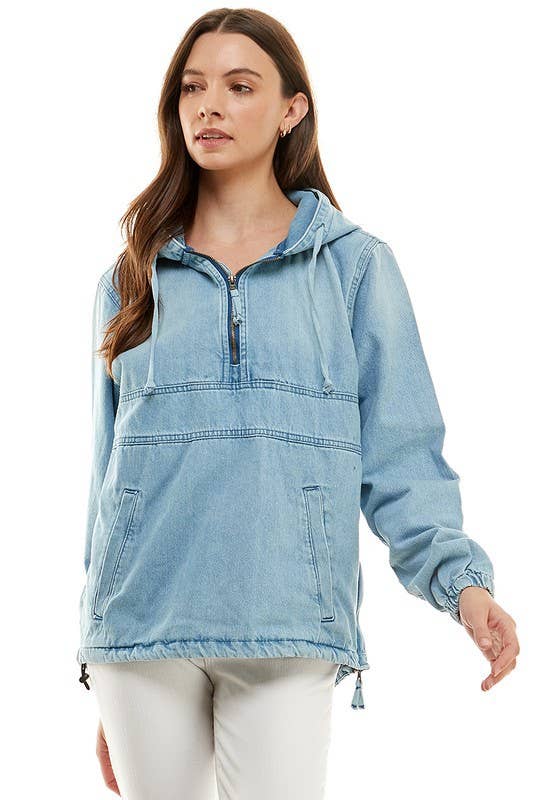 Women's Denim Jacket with Pullover Hood