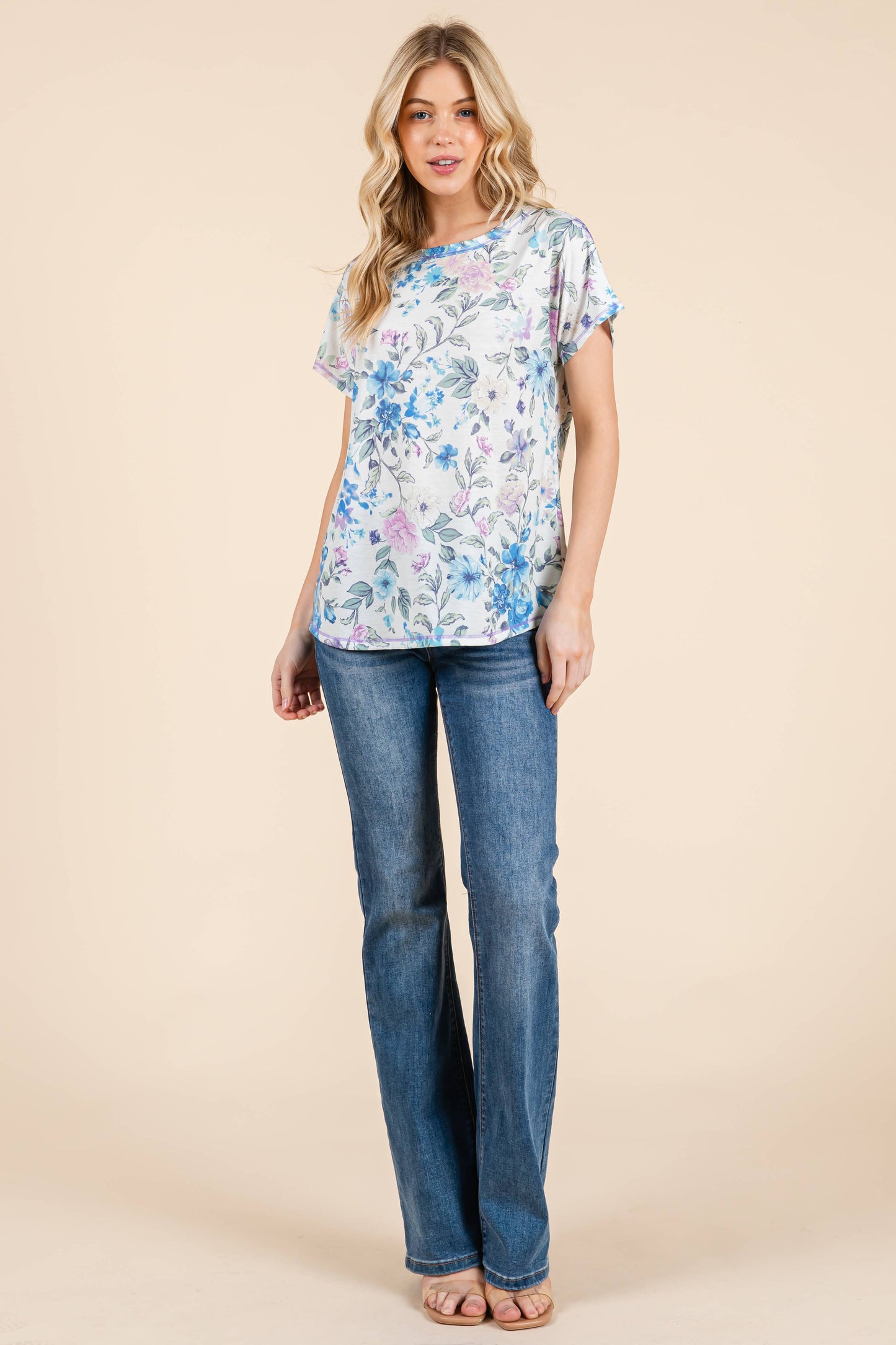 Lavender Breeze Floral Print Tee