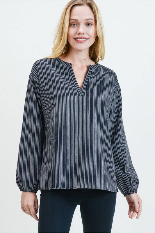 Women's Jacquard Open-Placket Cotton Blouse