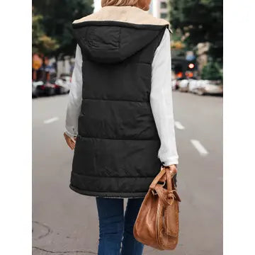 Reversible Sherpa Hooded Zip Up Vest