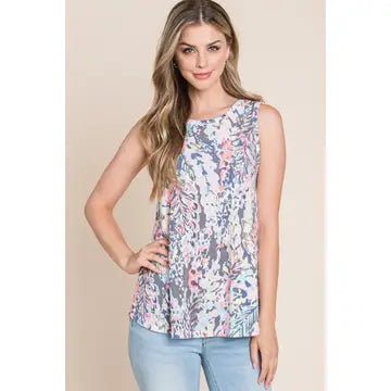Summer Abstract Print Sleeveless Top