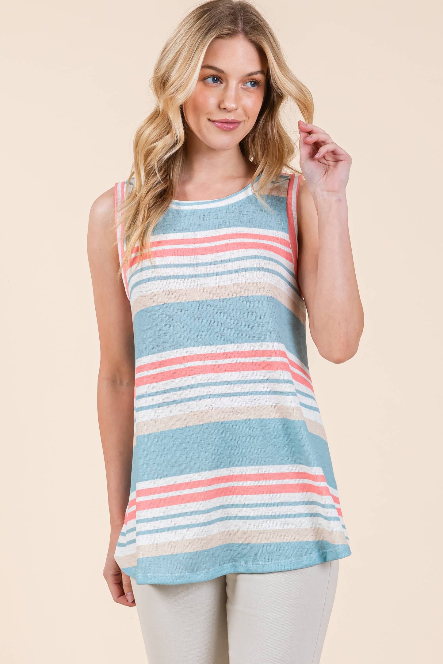 Stripes Sleeveless Knit Tank