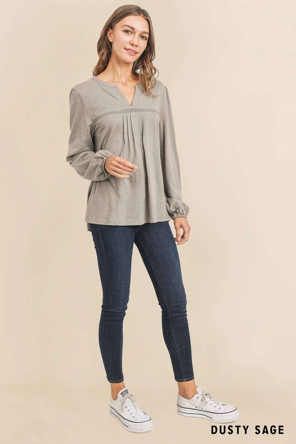 Casual Everyday Pintuck Detail Knit Top