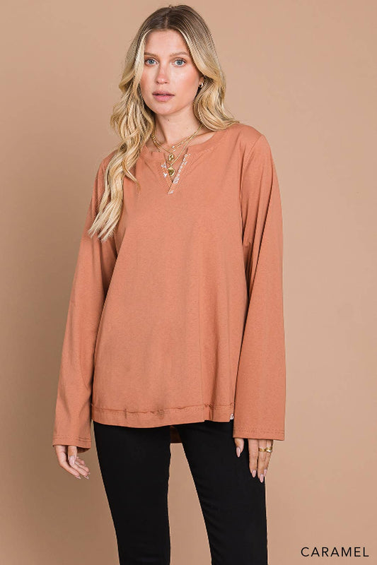 Classic Washed Cotton Knit Top for Women