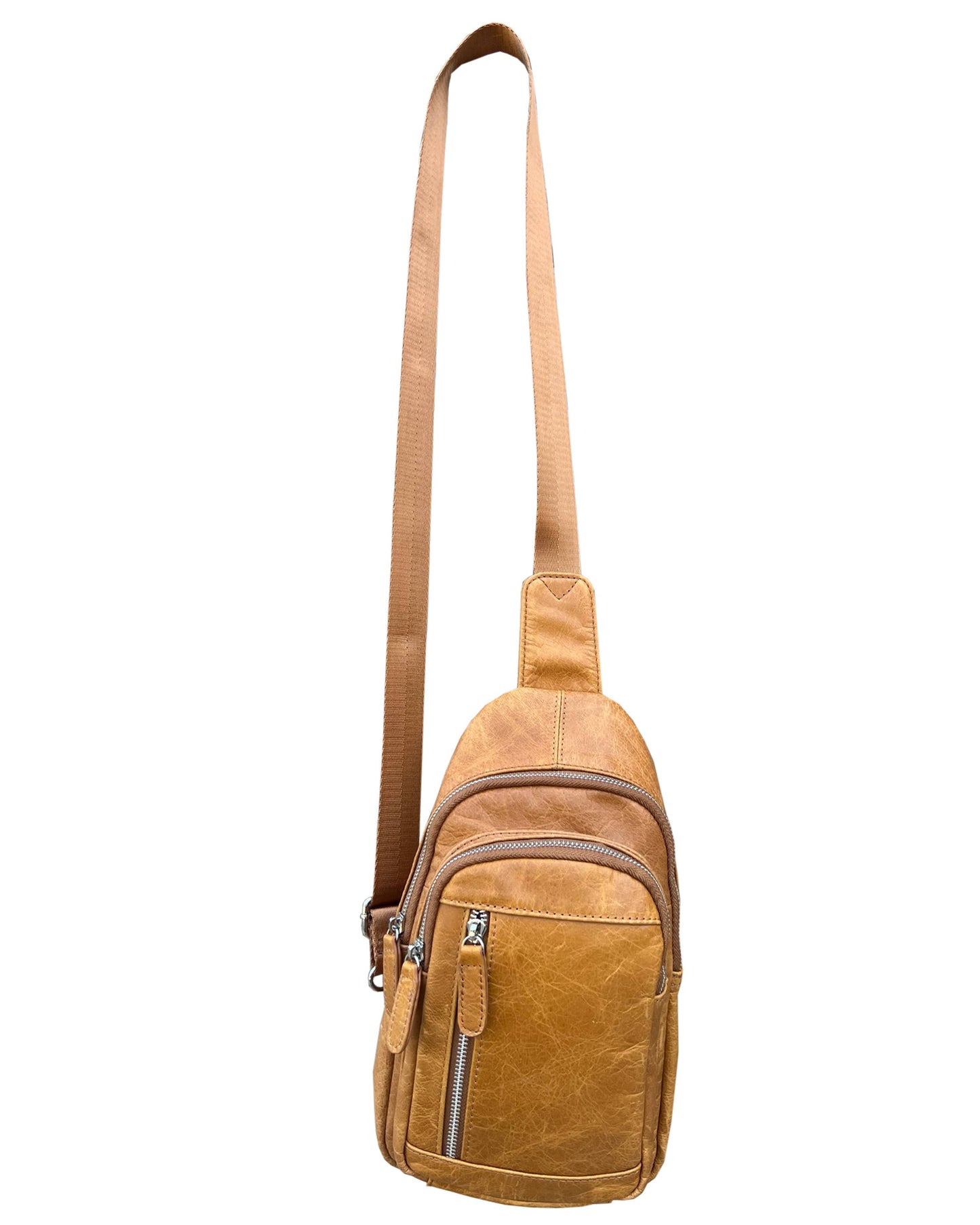 Cowhide Leather Sling Bag with Adjustable Strap