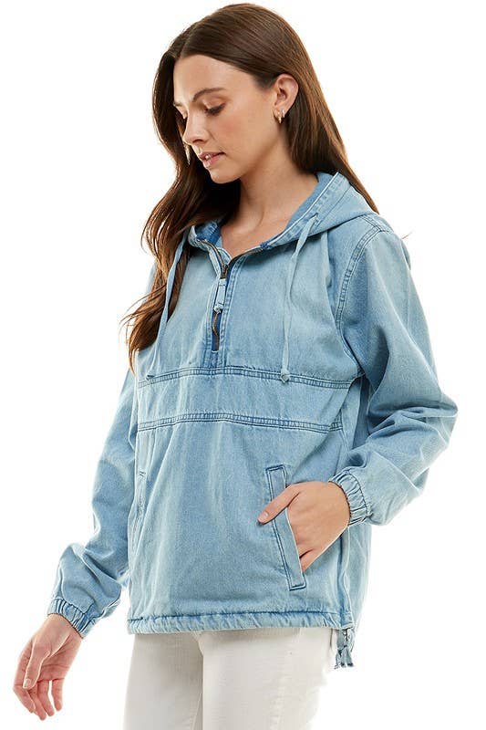 Women's Denim Jacket with Pullover Hood