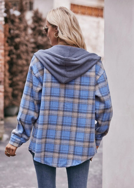 Flannel Button Up Hooded Shacket