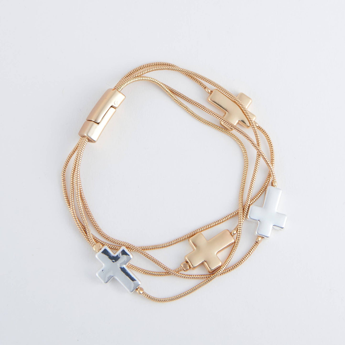 Cobie Multi Row Inspirational Cross Magnetic Bracelet