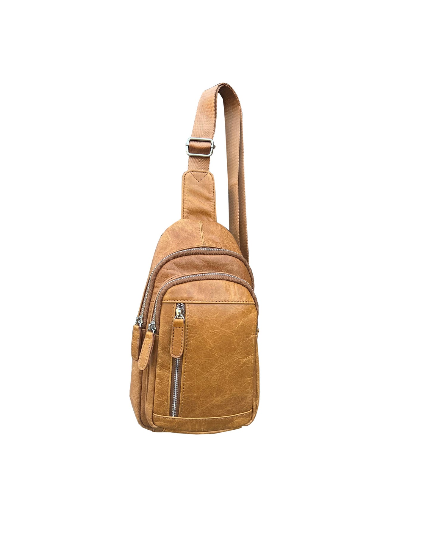 Cowhide Leather Sling Bag with Adjustable Strap