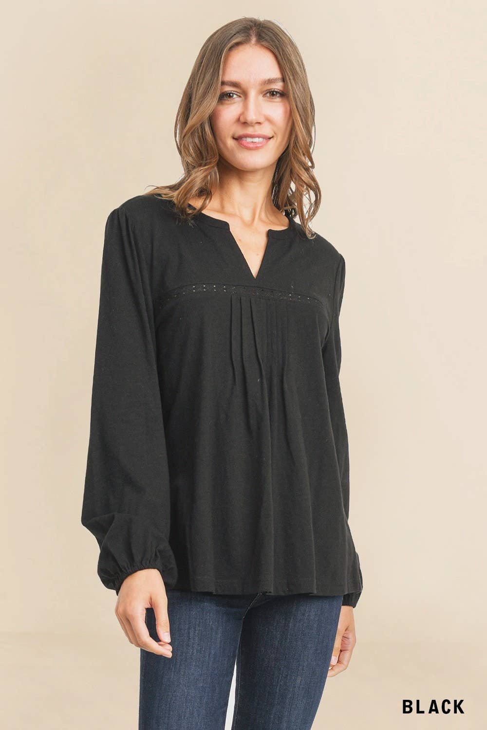 Casual Everyday Pintuck Detail Knit Top
