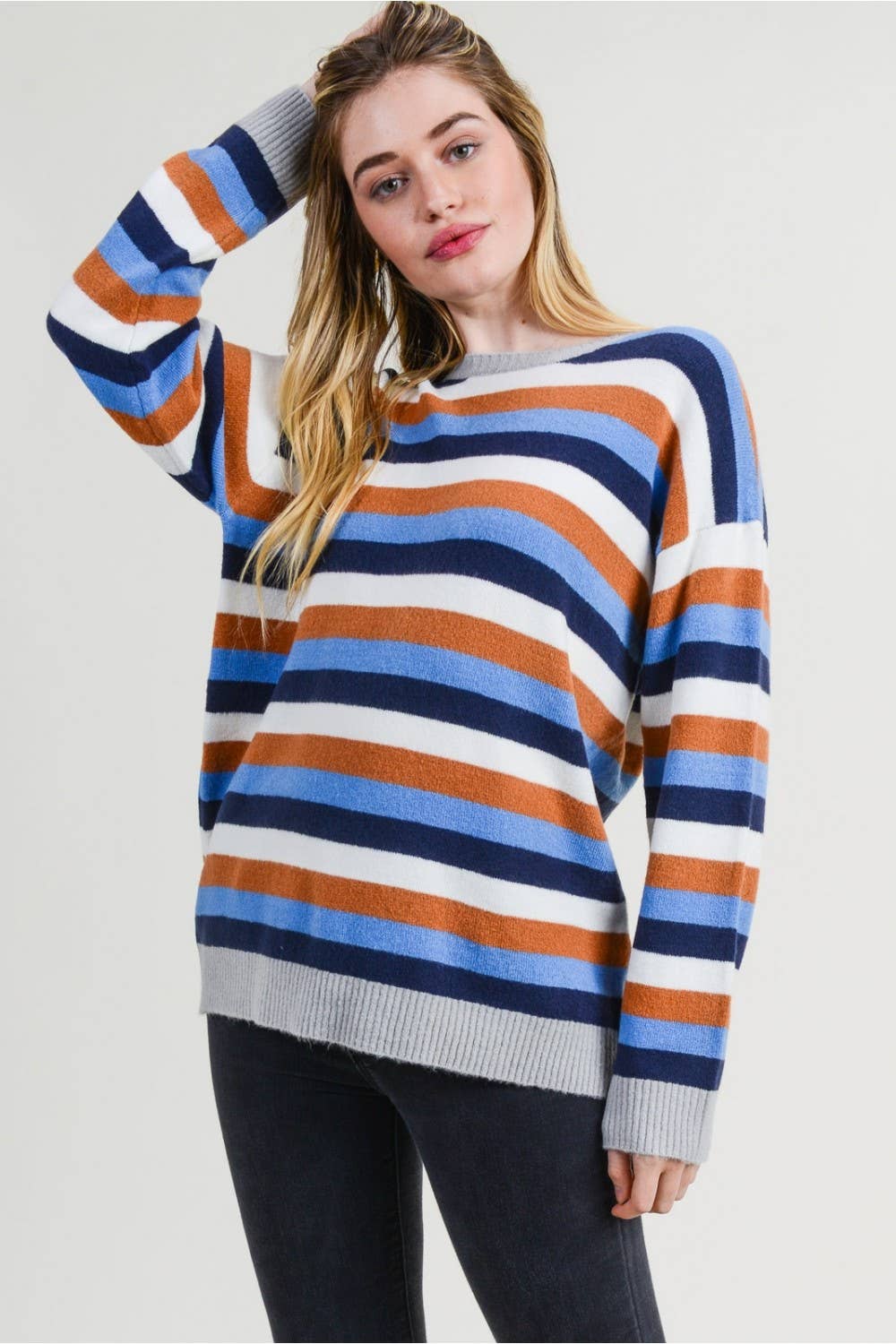 Chic Color Blocked Mock Neck Pullover 90067