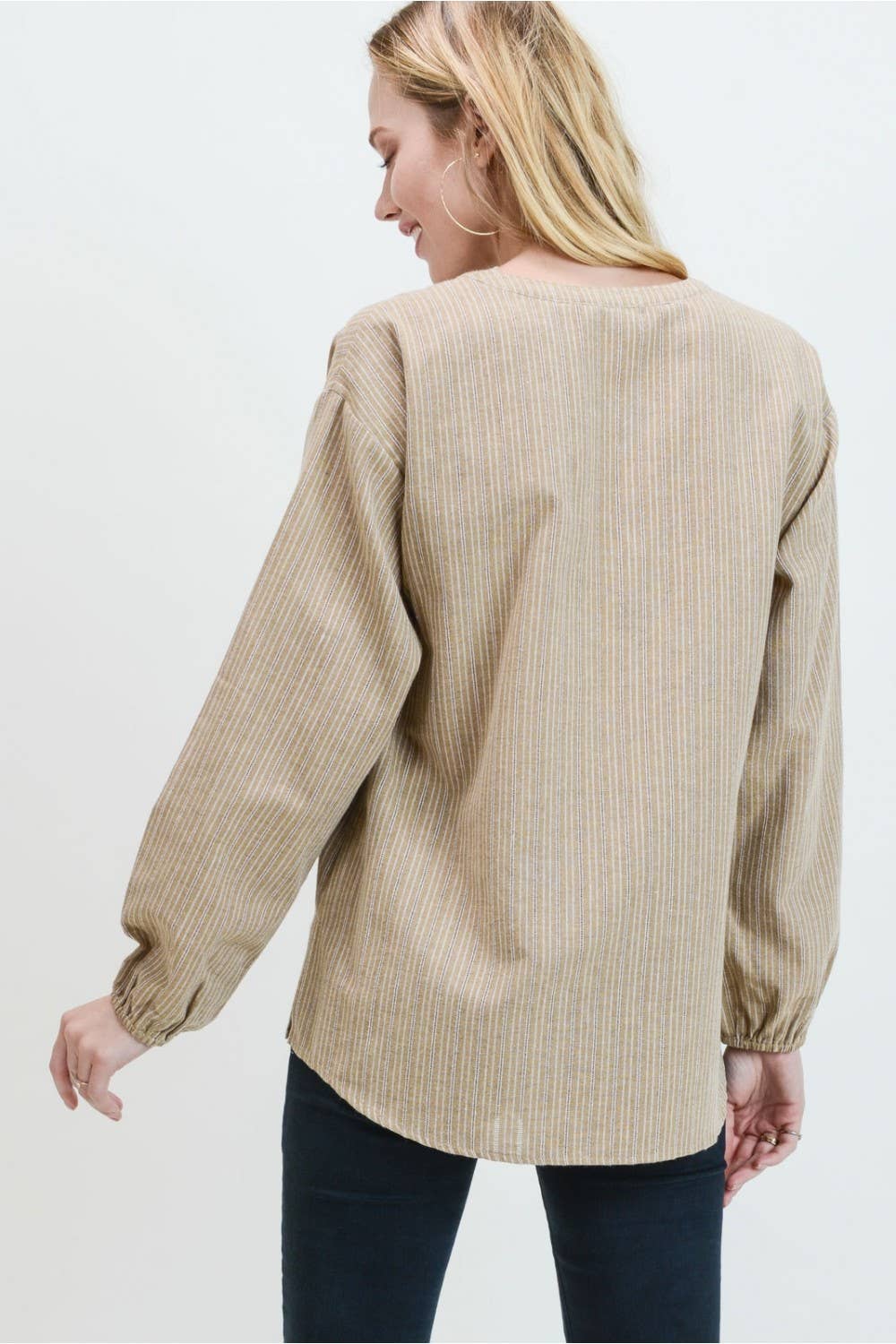 Women's Jacquard Open-Placket Cotton Blouse