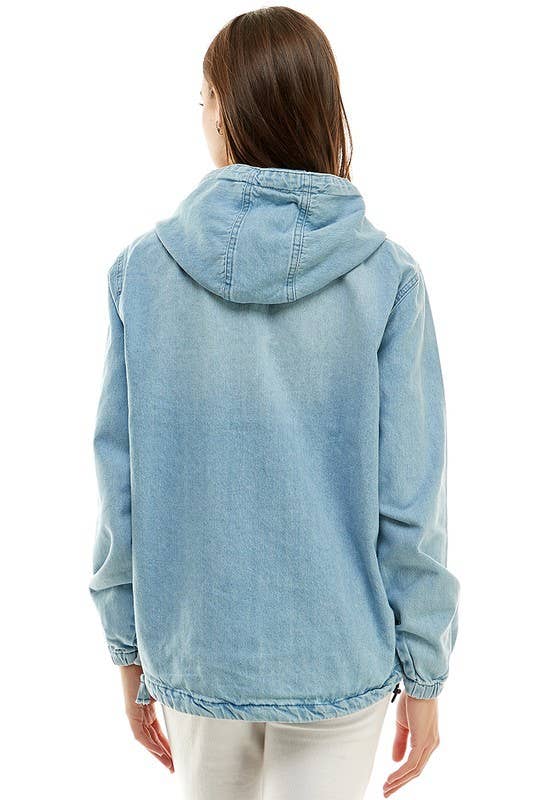 Women's Denim Jacket with Pullover Hood