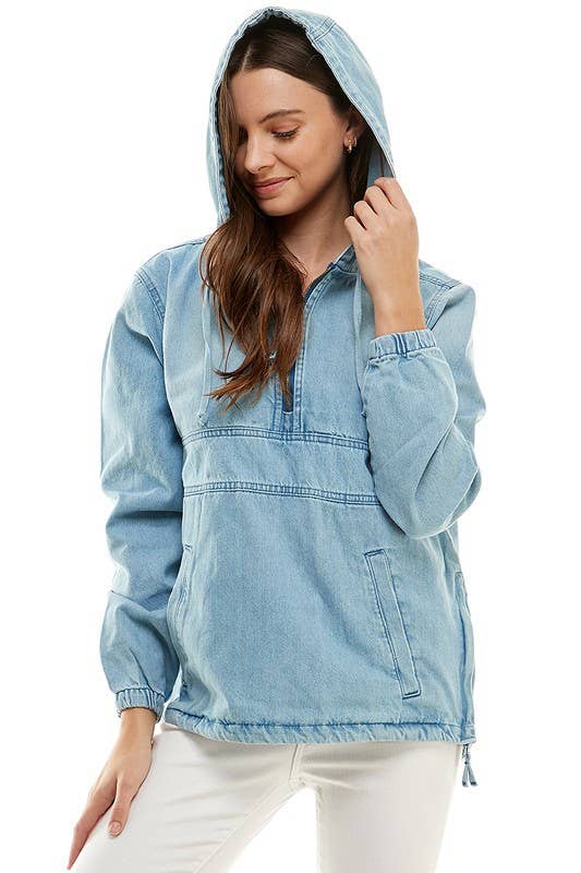 Women's Denim Jacket with Pullover Hood
