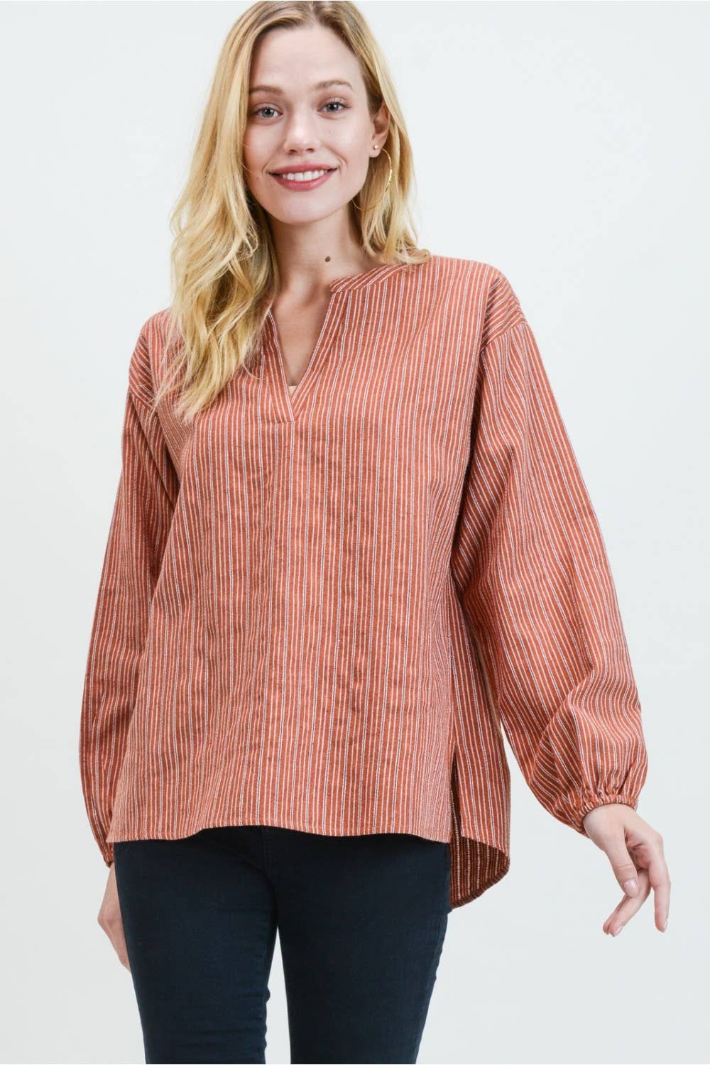Women's Jacquard Open-Placket Cotton Blouse