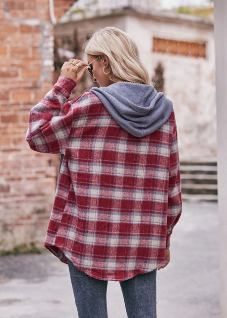 Flannel Button Up Hooded Shacket